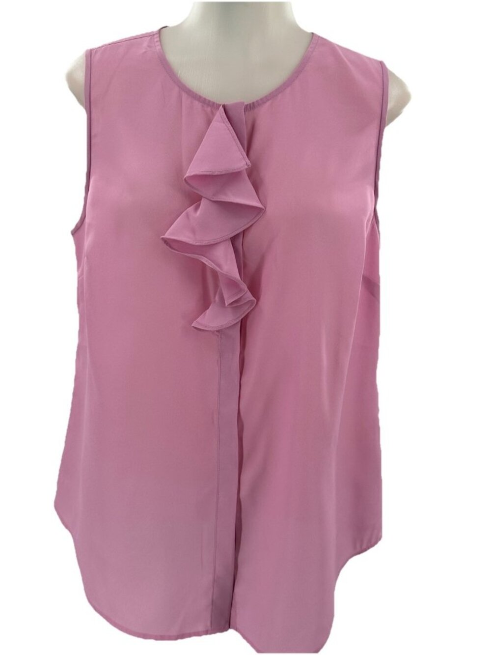 J. Crew Outlet Women's Sleeveless Blouse Pink Ruffle Button Career FairyCore 12